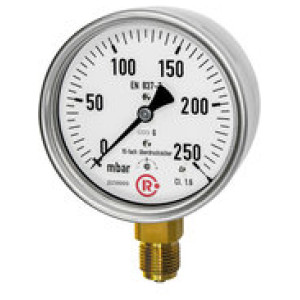 Capsule pressure gauge, CrNi, radial bottom, G1/4, 0-160mbar, Ø63