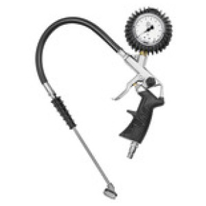 Stand. manual tyre gauge, garage connector, Calibrated 0-10 bar