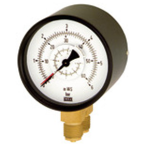 Diferencialni manometer, vzporedni, 2 x G 1/2, 0-2.5 bar, Ø100