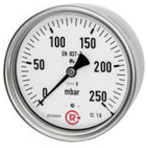 Capsule pressure gauge, rear centric, G 1/2, 0 - 250 mbar, Ø 63