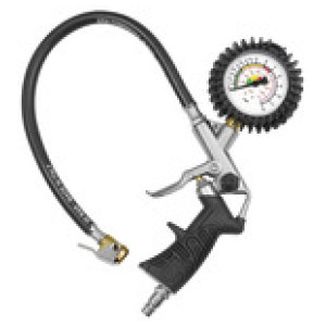 Stand. manual tyre gauge, quick connector, Calibrated, 0-10 bar