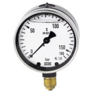 Glicerinski manometer, priklop spodaj, G 1/2, 0 - 16 bar, Ø 100