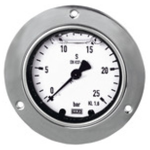 Glicerinski manometer, sprednji obroč, G 1/4, 0 - 4 bar, Ø 63