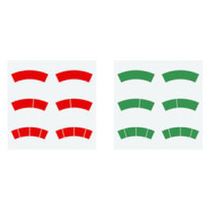 Adhesive label set, red and green circular arcs, for Ø-100 