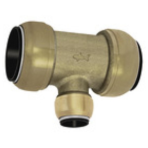 T-reducer connector, Brass, for pipe ø1 42 mm, for pipe ø2 22 mm 